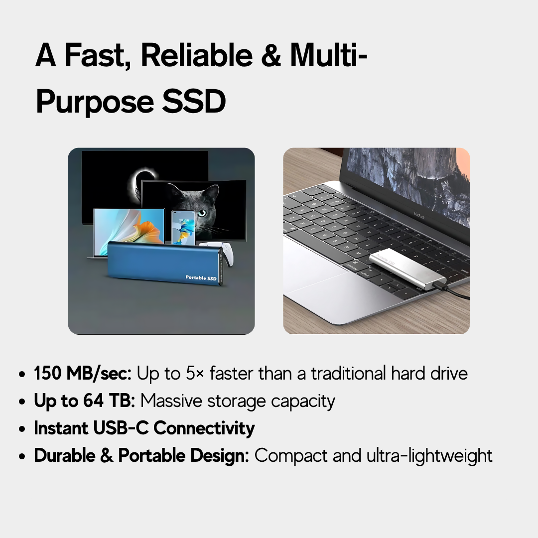 Portable SSD - Up to 64TB - Fast External Hard Drive