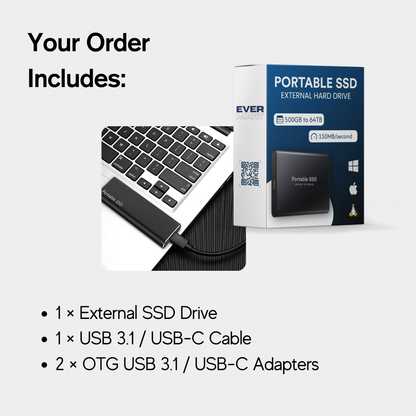 Fast External Hard Drive SSD - 500GB to 64TB - Portable