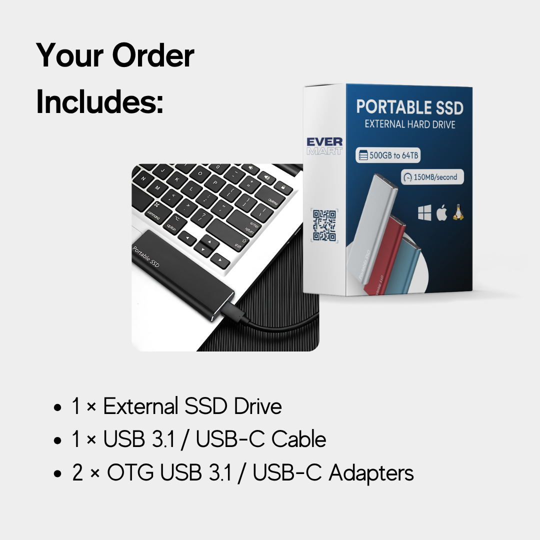 Portable SSD - Up to 64TB - Fast External Hard Drive